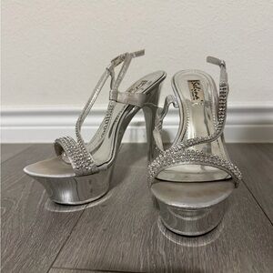 Silver Rhinestone Platform Heels